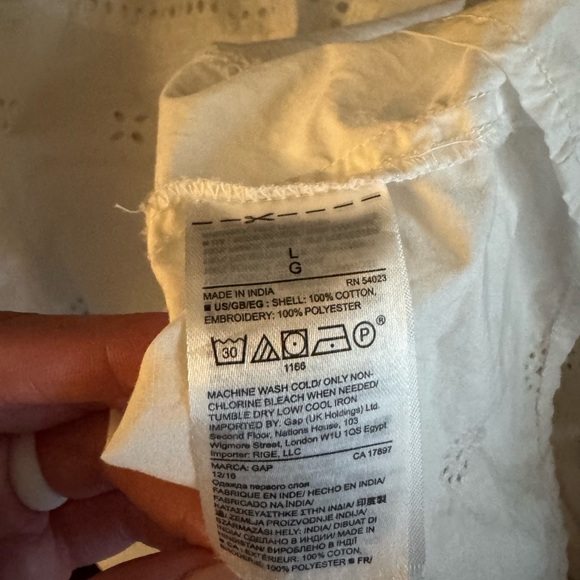 Gap White Eyelet Ruffle Sleeve Blouse Floral Women's Size L - Picture 3 of 4